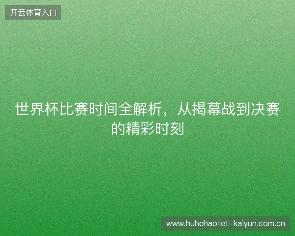 世界杯比赛时间全解析，从揭幕战到决赛的精彩时刻